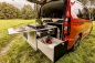 Preview: VanEssa rear pull-out Riva kitchen unit side view with pull-out drawers and side table