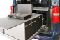 Preview: VanEssa Rear pull-out Riva kitchen unit with open two-burner hob