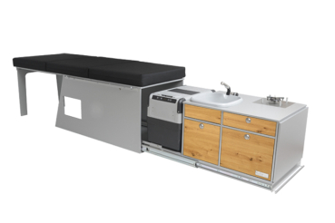 VanEssa Arco System rear kitchen wild oak with cool box