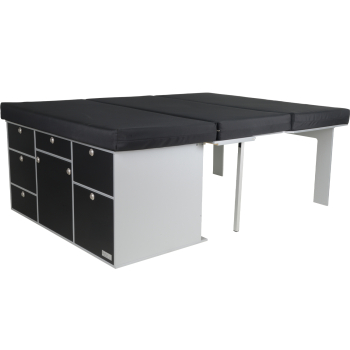 Camping bed on camping kitchen in Tourneo Transit Custom