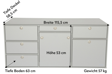 V2 - VanEssa Heckküche Höhe 53 cm | Korpus Silber