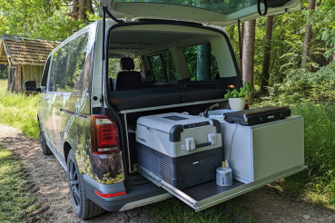 VanEssa Riva kitchen on rear pull-out in Volkswagen T6 bus