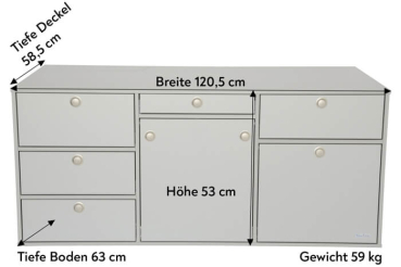 VanEssa Heckkueche Hoehe 53 cm Abmessungen und Gewicht