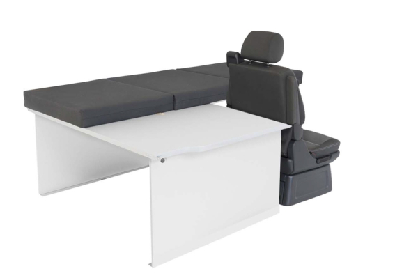 VanEssa Surfer sleeping system for split kitchen with single seat in VW T7 Multivan