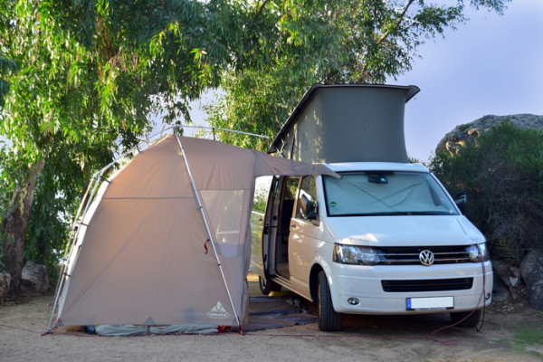 Vaude Drive Van tent on the Side of a VW bus