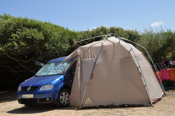 Vaude Drive Van tent on the Side of a VW Caddy