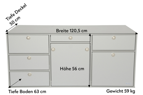 V1T - VanEssa kitchen system height 56 cm | corpus Silver