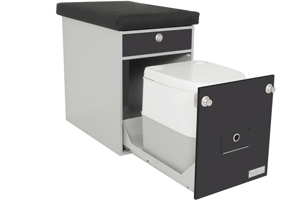 VanEssa T0 Modulturm bed extension silver-black matt toilet pull-out Dometic