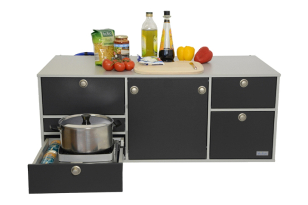 V1 - VanEssa rear kitchen height 42,5 | corpus Silver