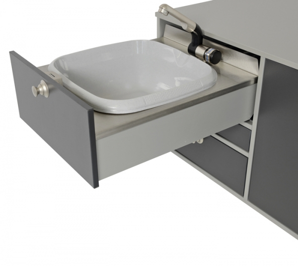 V1 - VanEssa Heckküche Höhe 45 cm | Korpus Silber