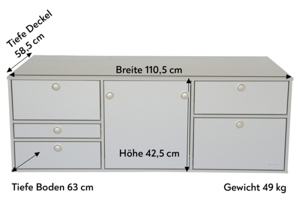 V3 - VanEssa Heckküche Höhe 42,5 cm | Korpus Silber