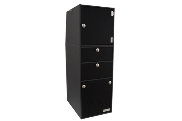 VanEssa T1 modular tower with closed top cabinet in graphite black matt