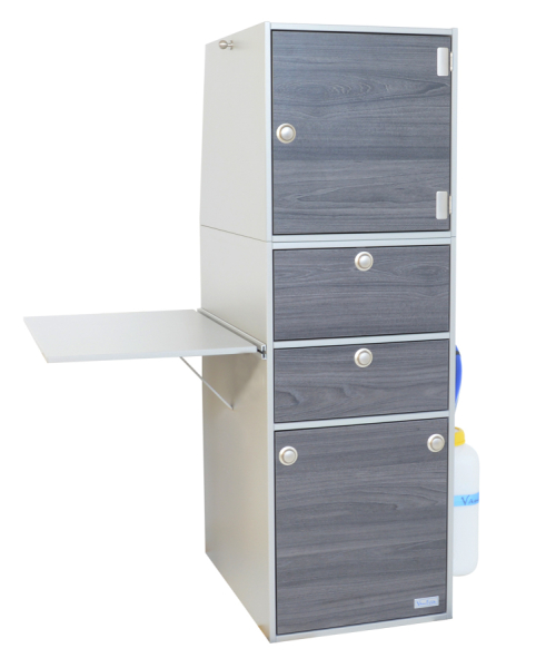 VanEssa Modulturm T3 Kueche mit Aufsatzschrank Tisch Silber-Swiss